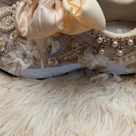 Cream Custom Lacey Sneakers - Picture 3 of 7